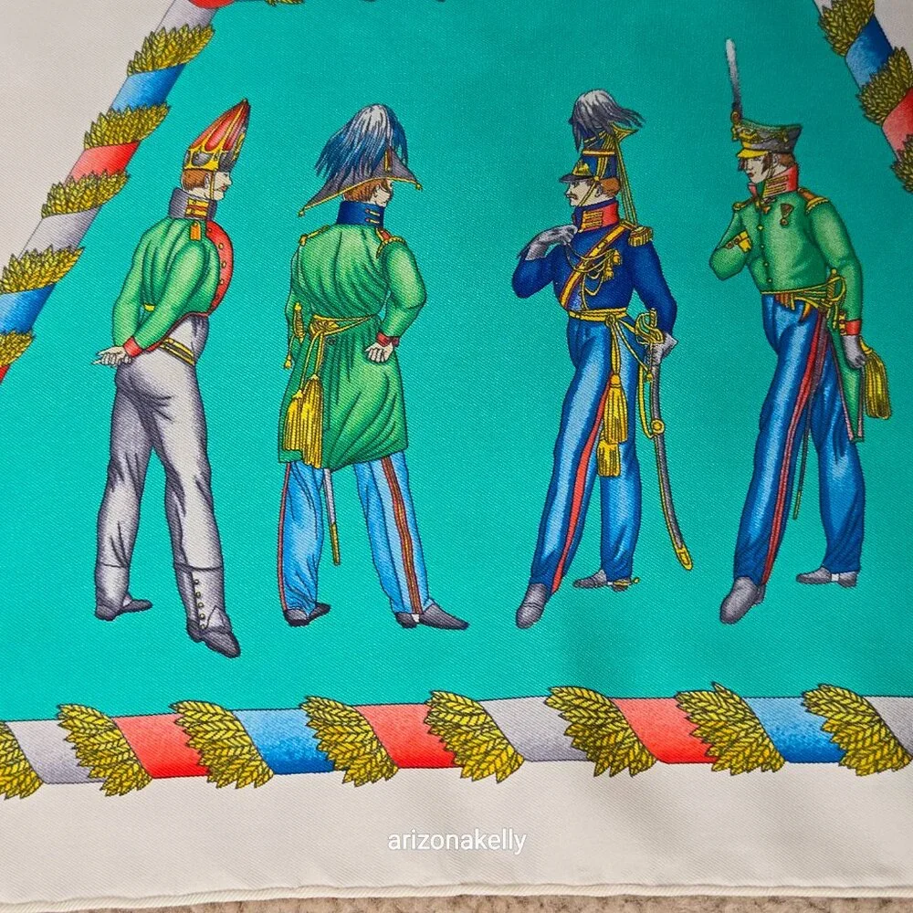 HERMÈS L'Armee Imperiale Russe de 1816 a 1916 Silk Scarf Hand Rolled Twill
